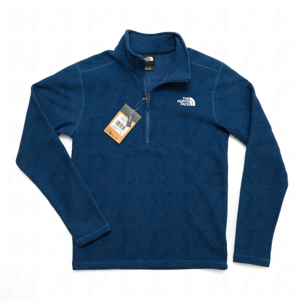 The North Face Men's Sz Small Cap Rock Textured 1/4 Zip Pullover Fleece Blue NWT